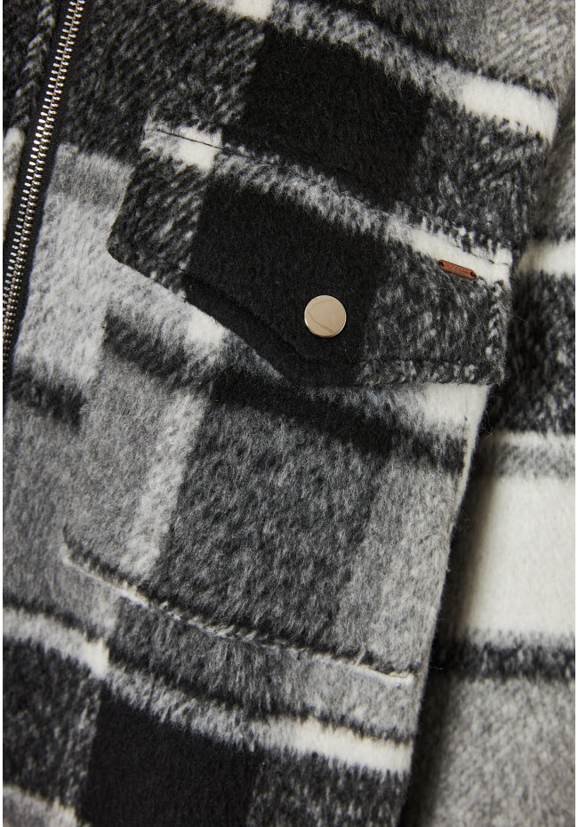 Καρο παλτο με κουμπωμα φερμουαρ