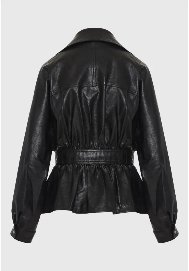 Μπουφαν από οικολογικο δερμα (PU) με ζωνη