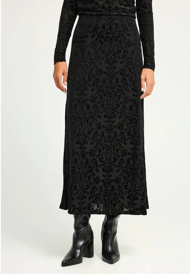 Maxi embroidery φουστα σε ισια γραμμη