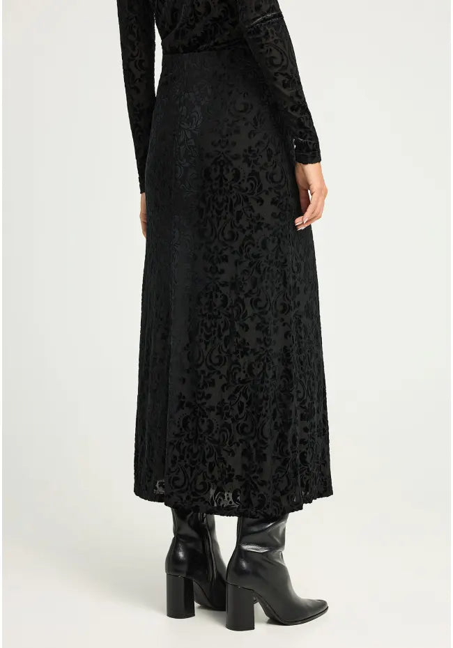 Maxi embroidery φουστα σε ισια γραμμη