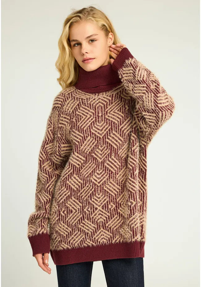 Loose fit πλεκτο ζιβαγκο με σχεδιο στην πλεξη