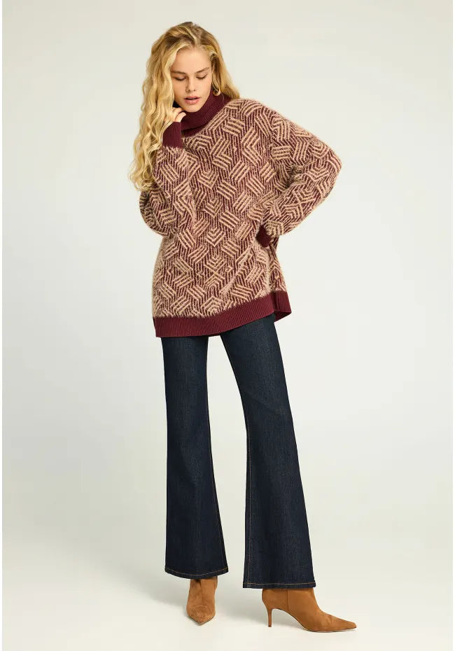 Loose fit πλεκτο ζιβαγκο με σχεδιο στην πλεξη