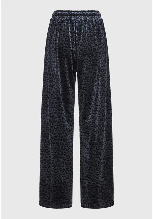 Βελουτέ παντελόνι φόρμας με animal print anthracite