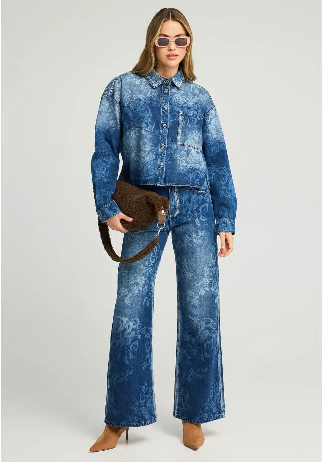 Γυναικειο τζιν τζακετ με φλοραλ μοτιβο