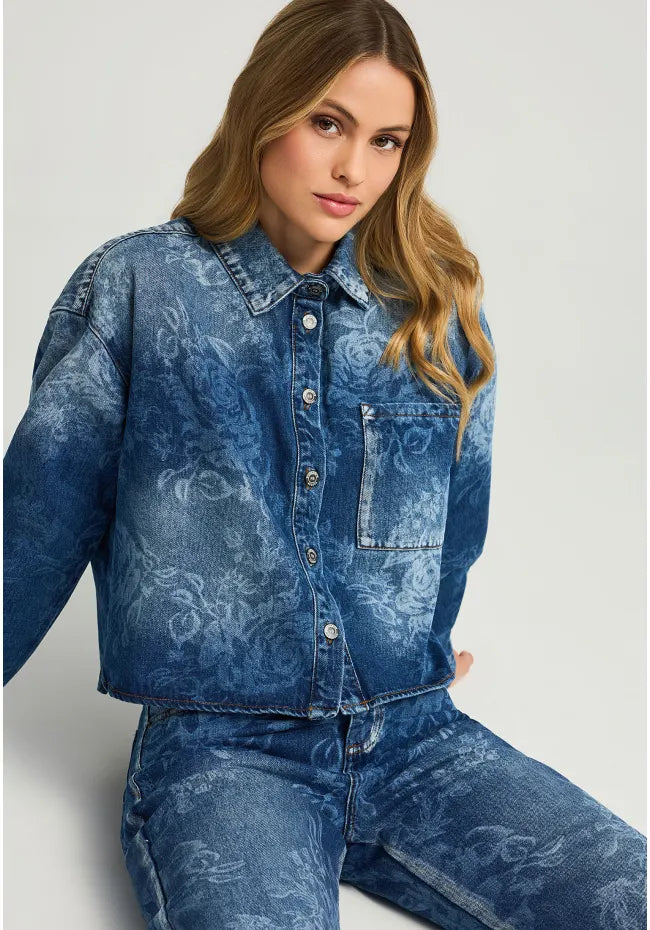 Γυναικειο τζιν τζακετ με φλοραλ μοτιβο