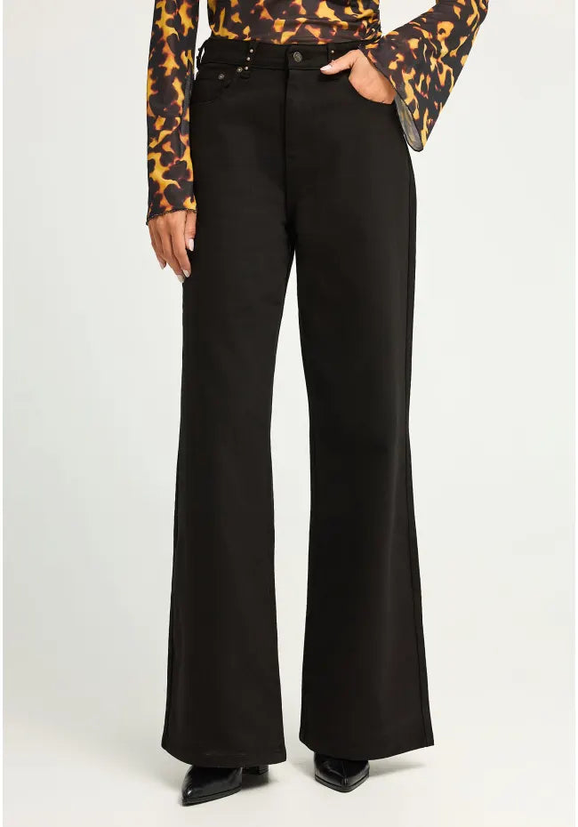 Γυναικειο wide leg τζιν παντελονι μαυρο