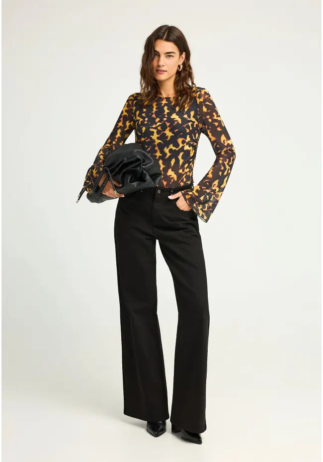 Γυναικειο wide leg τζιν παντελονι μαυρο