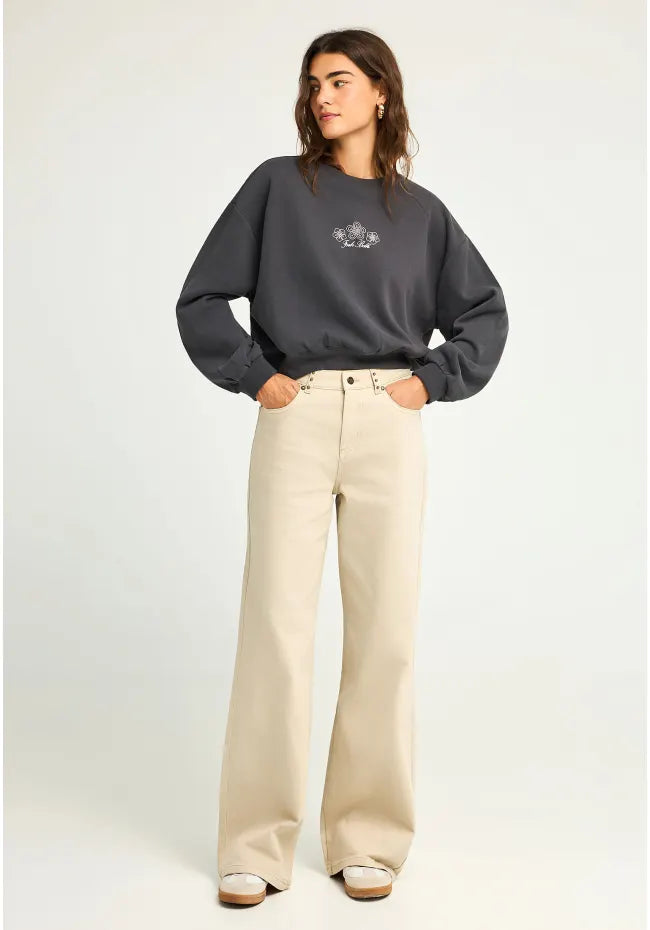 Γυναικειο wide leg τζιν παντελονι μπεζ