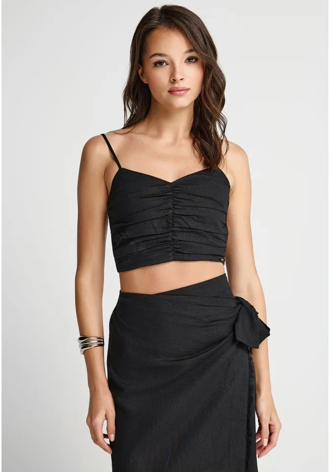 Εφαρμοστο λινο cropped top