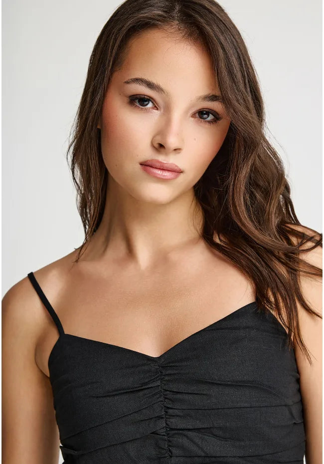 Εφαρμοστο λινο cropped top