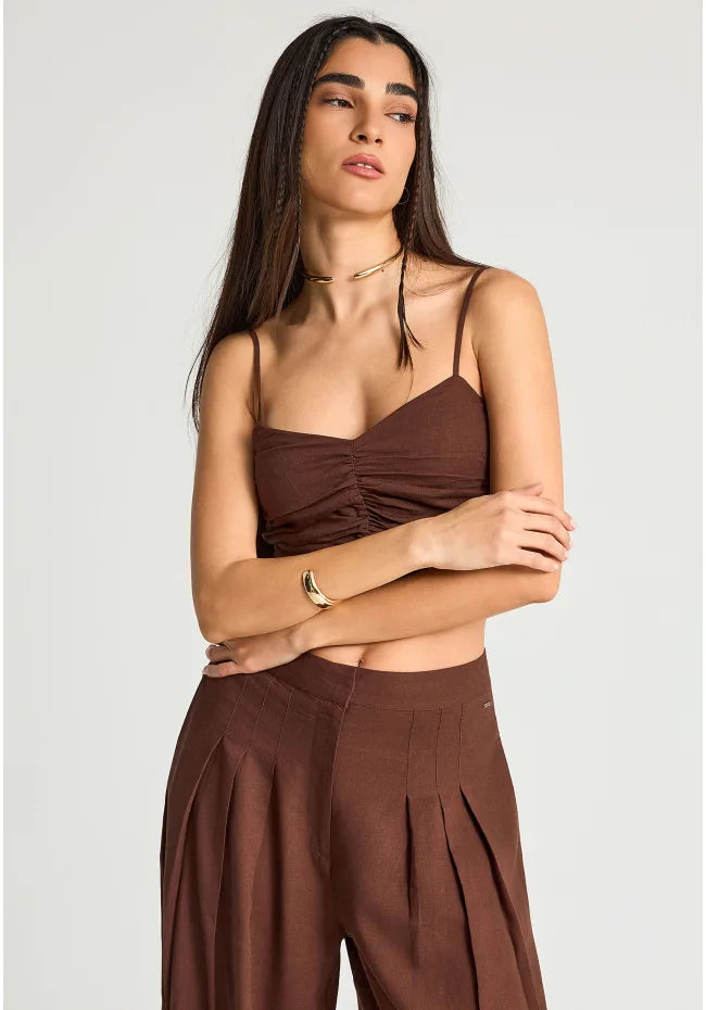 Εφαρμοστο λινο cropped top