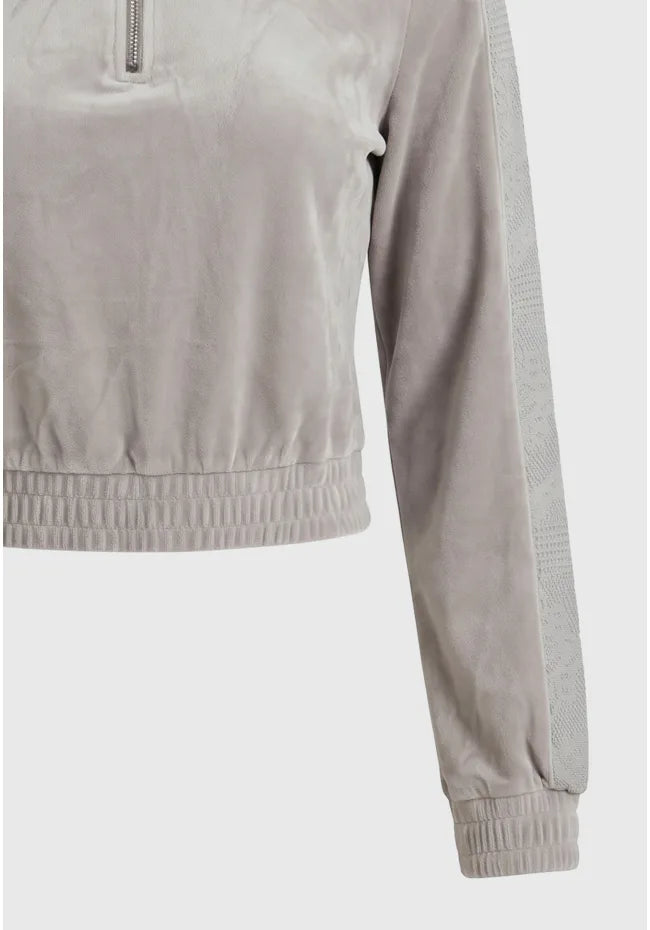 Βελουτε φουτερ με ορθιο γιακα και contrast λεπτομερεια