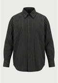 Relaxed fit πουκαμισο ριγε με γκλιτερ