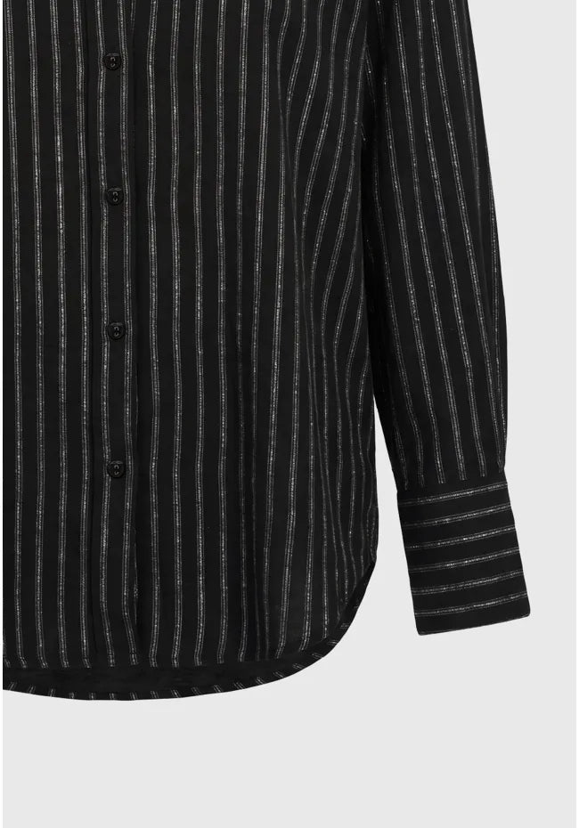 Relaxed fit πουκαμισο ριγε με γκλιτερ