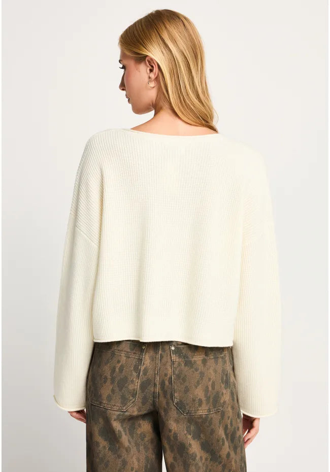 Oversized cropped πλεκτη μπλουζα με μαλλι