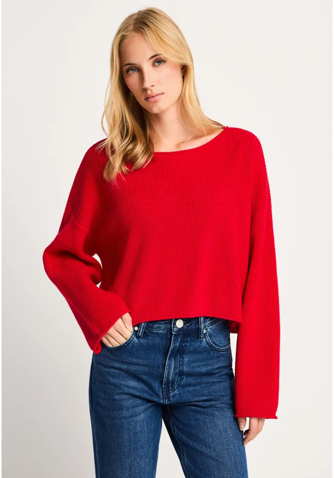 Oversized cropped πλεκτη μπλουζα με μαλλι
