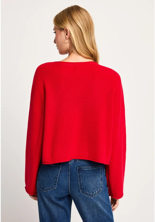 Oversized cropped πλεκτη μπλουζα με μαλλι