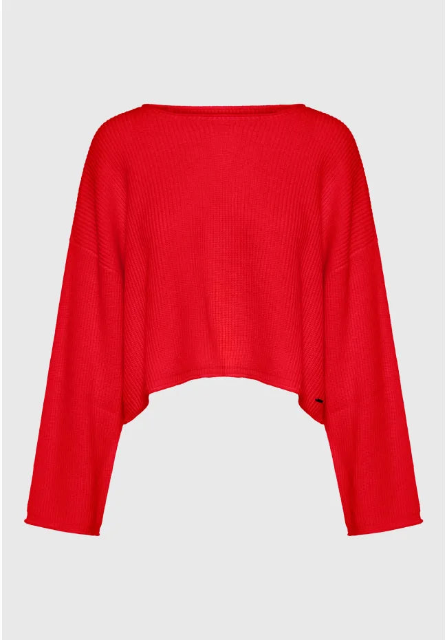 Oversized cropped πλεκτη μπλουζα με μαλλι