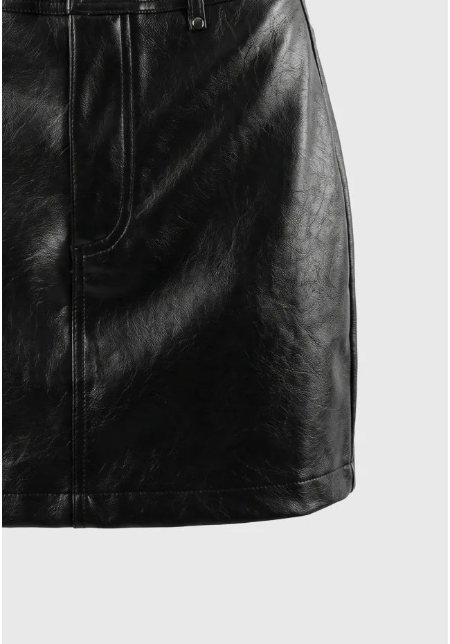 Mini φουστα slim fit απο δερματινη