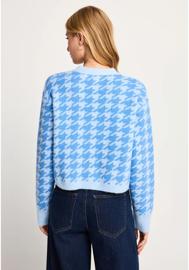 Relaxed πλεκτη ζακετα houndstooth