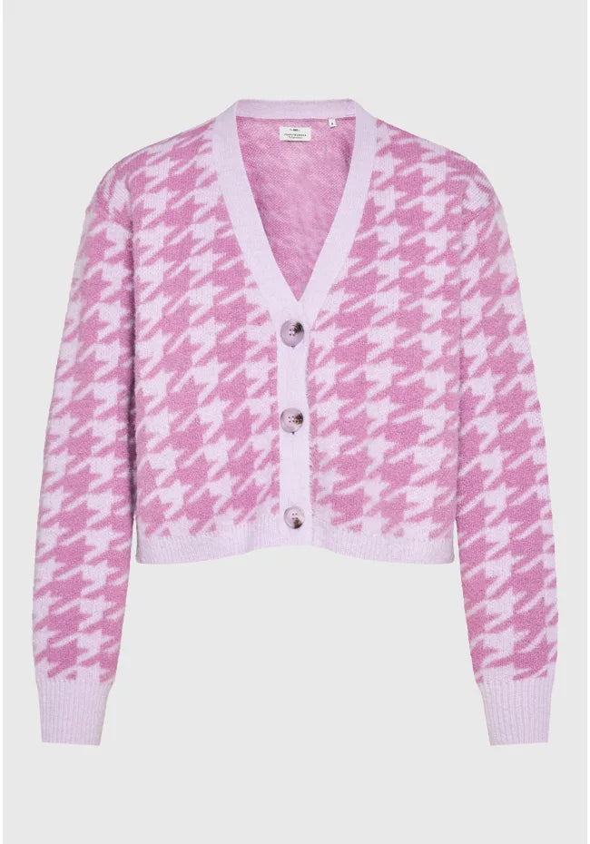Relaxed πλεκτη ζακετα houndstooth