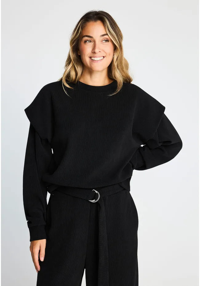 Ribbed φουτερ με layered shoulder panels