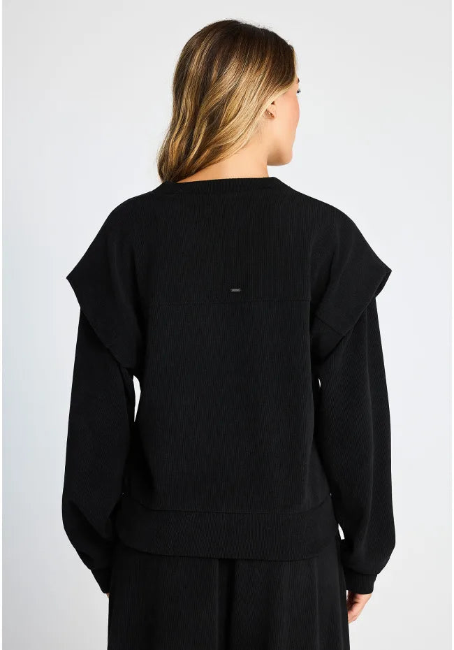 Ribbed φουτερ με layered shoulder panels