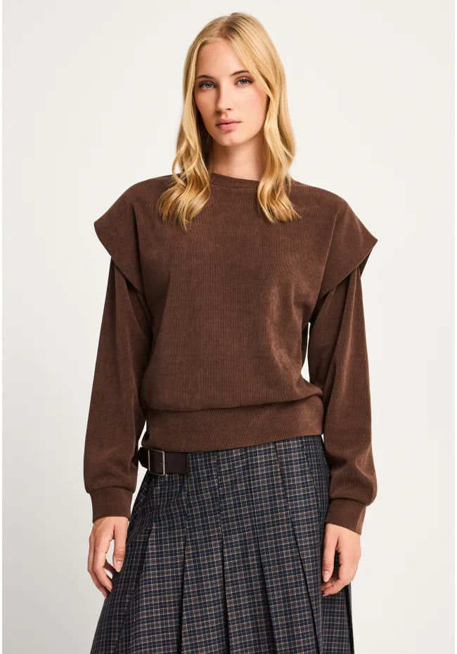 Ribbed φουτερ με layered shoulder panels