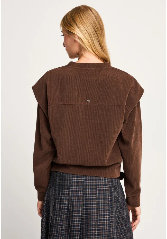 Ribbed φουτερ με layered shoulder panels