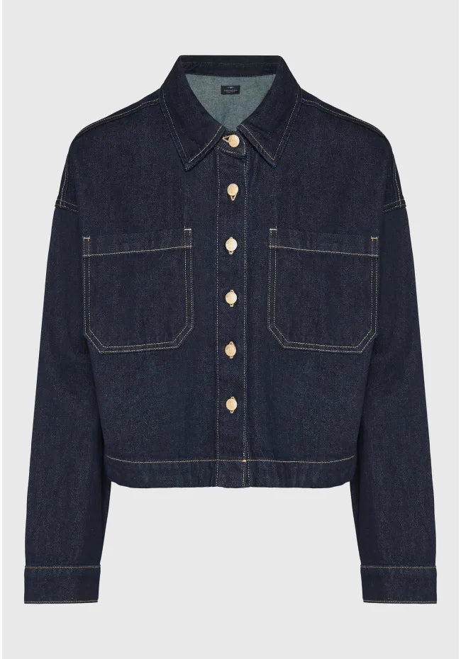 Cropped denim overshirt