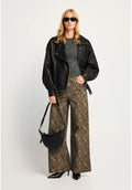 Ψηλομεσο animal print τζιν παντελονι wide leg