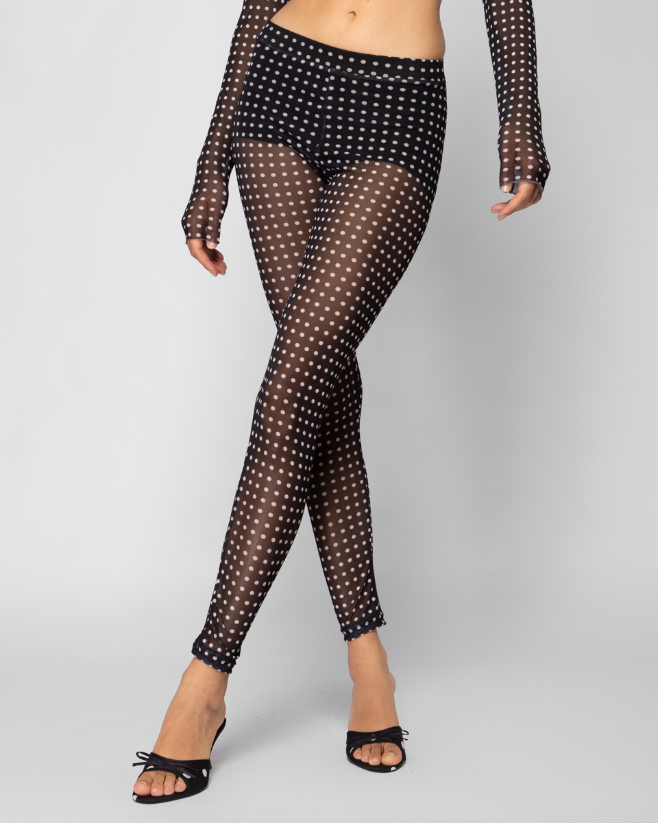 Polka dot printed tull tights