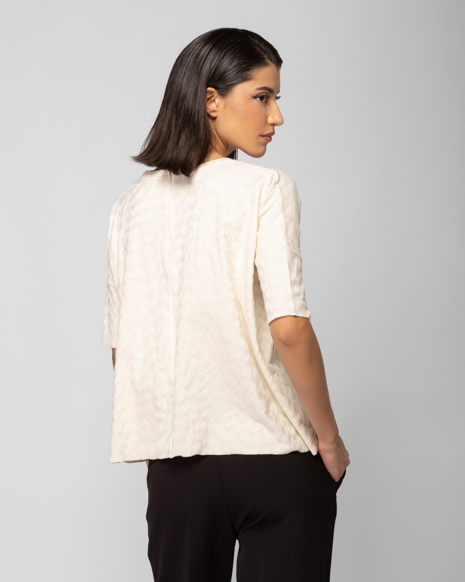 Ecru blouse in jacquard fabric