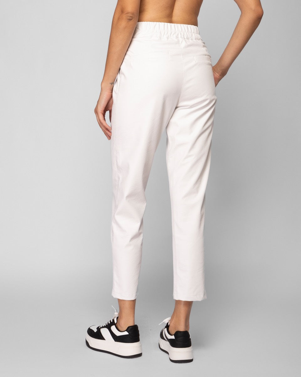 Eco leather pants in white