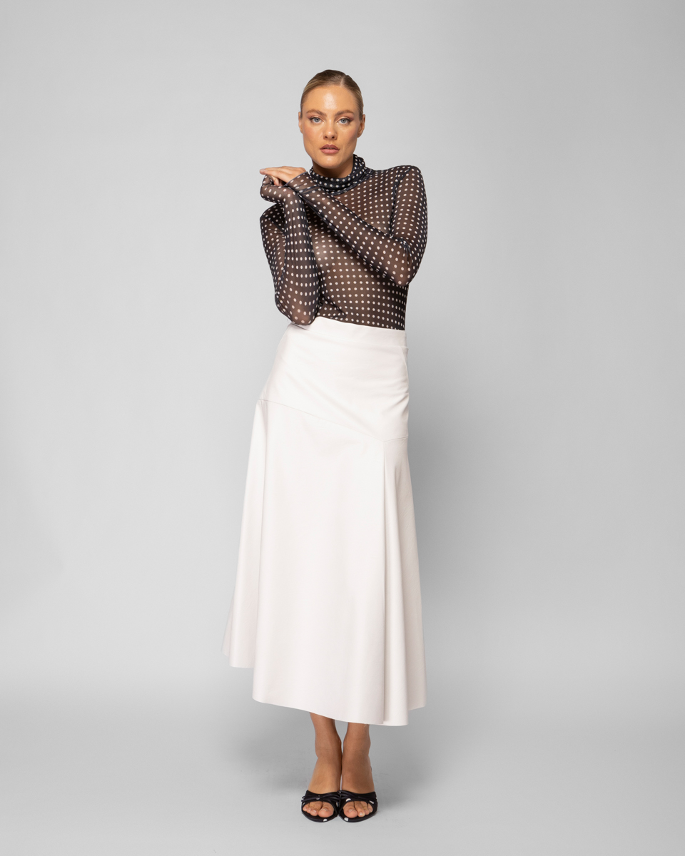 Eco Leather Midi Swing Skirt