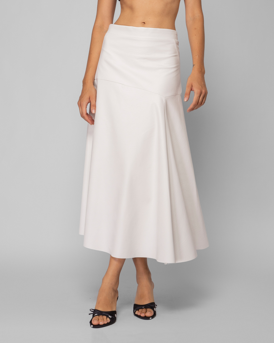 Eco Leather Midi Swing Skirt