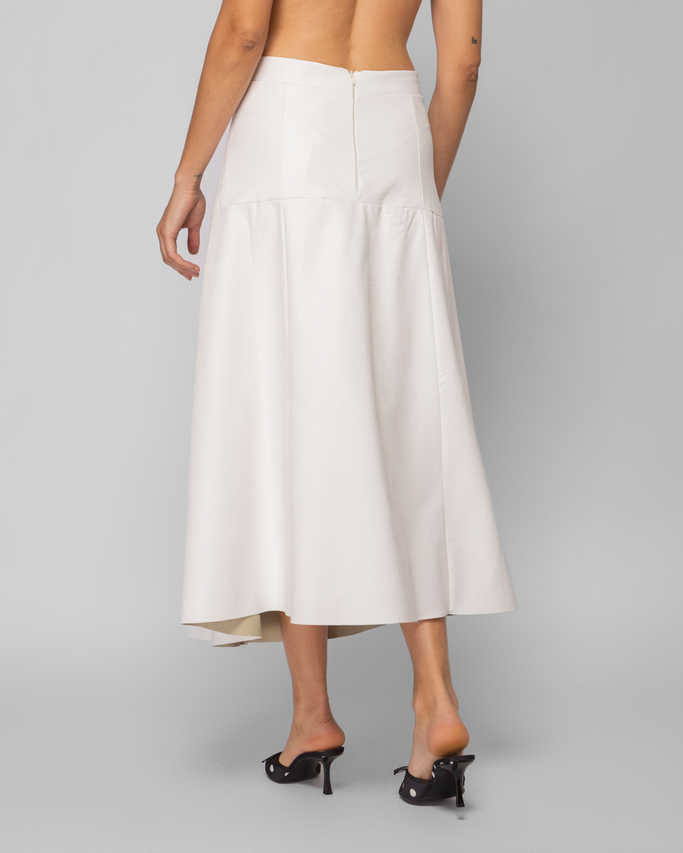 Eco Leather Midi Swing Skirt
