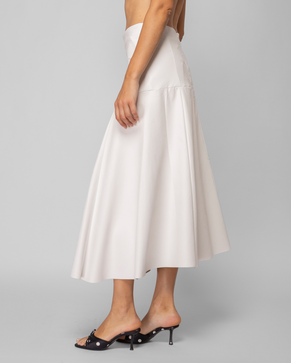 Eco Leather Midi Swing Skirt