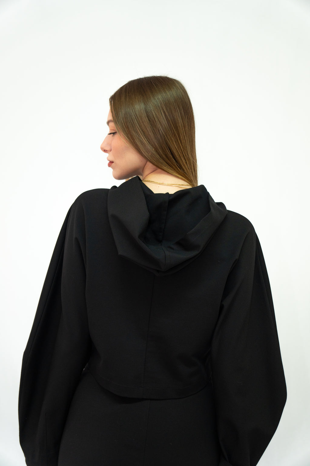 Crop σακακι με κουκουλα