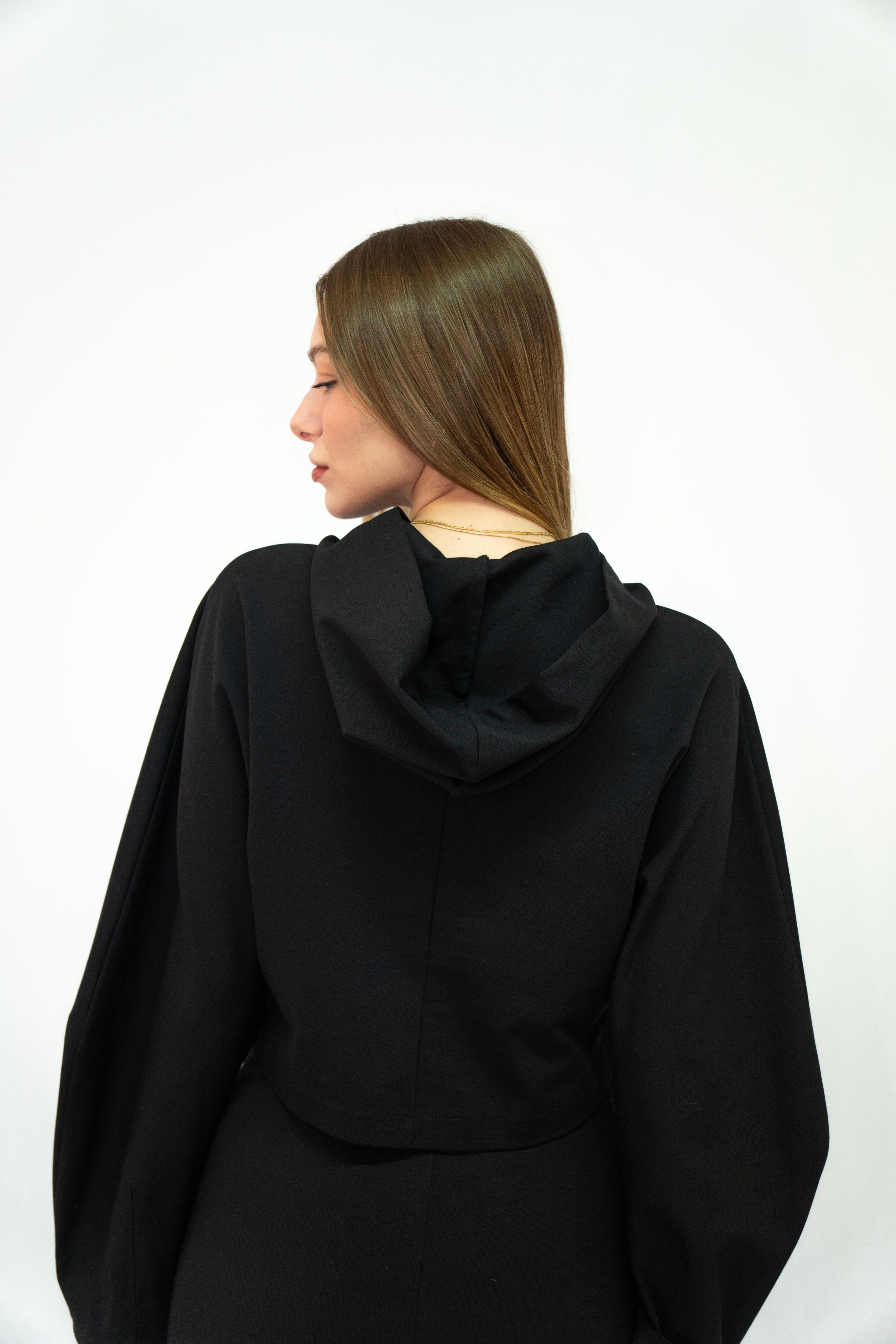 Crop σακακι με κουκουλα