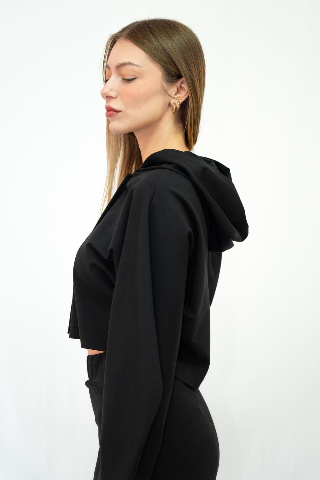 Crop σακακι με κουκουλα